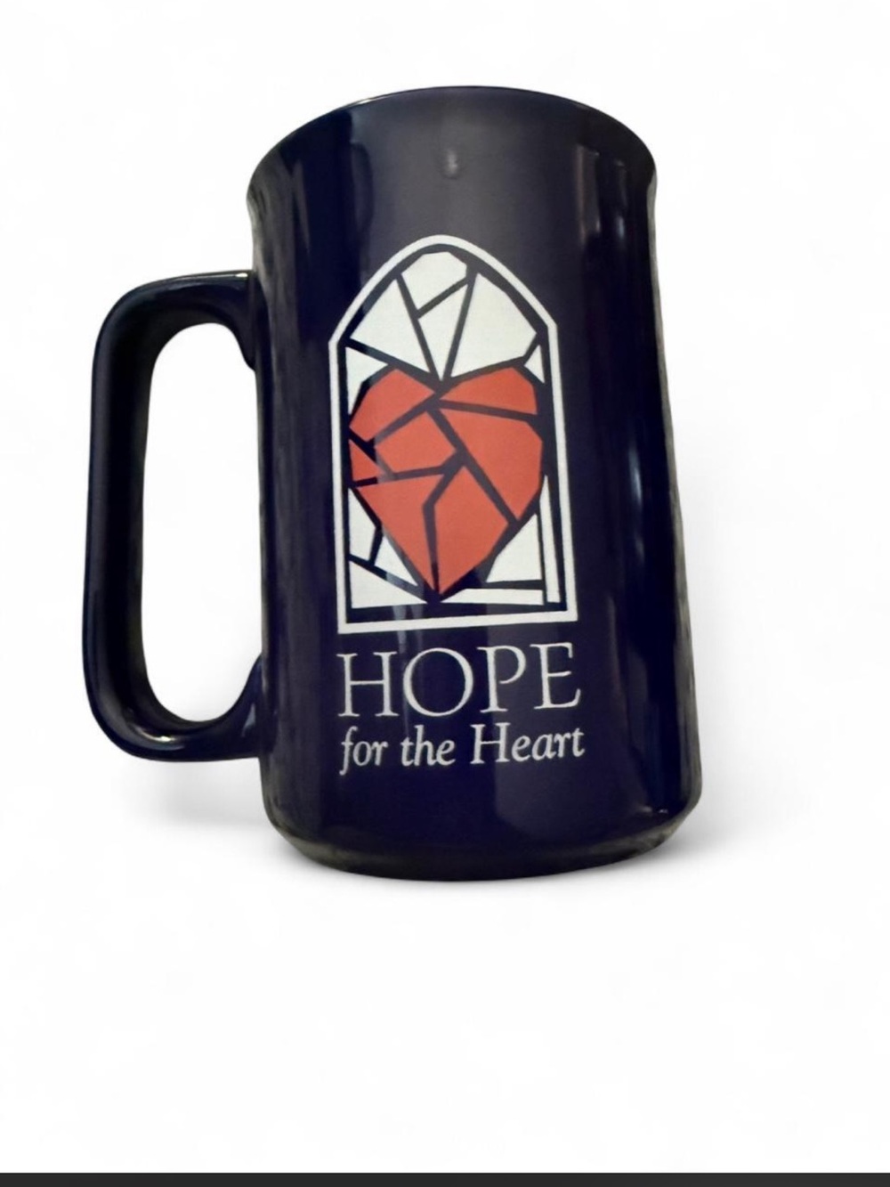 Hope for the Heart Navy Blue Ceramic Coffee Mug with Heart Graphic